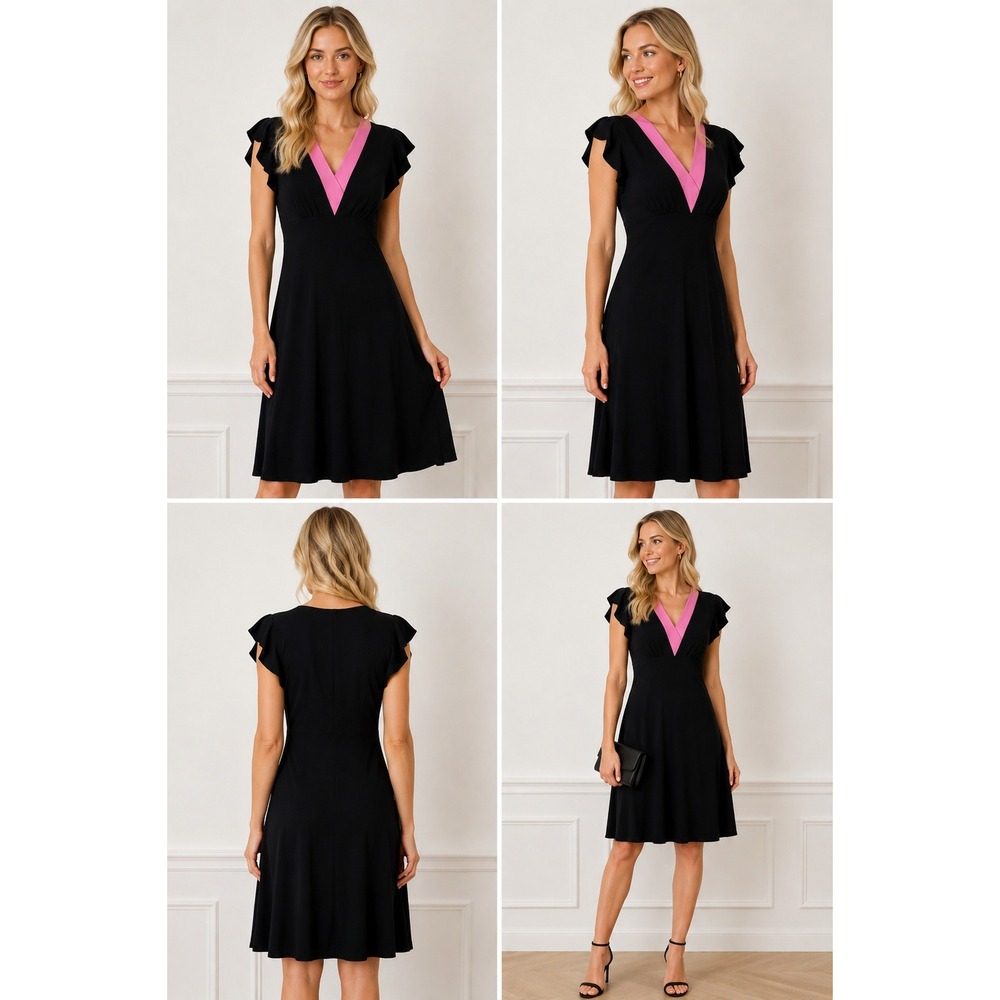 Vintage Y2K 90's Babydoll Dress Giorgio Fiorlini Black Pink Jersey Sz S Flowy